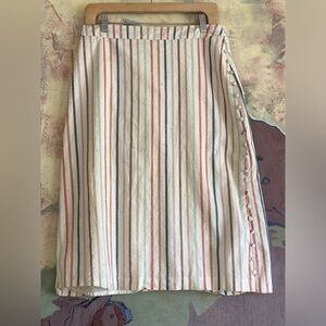 Madewell Striped Cotton Skirt with covered button detail size 6